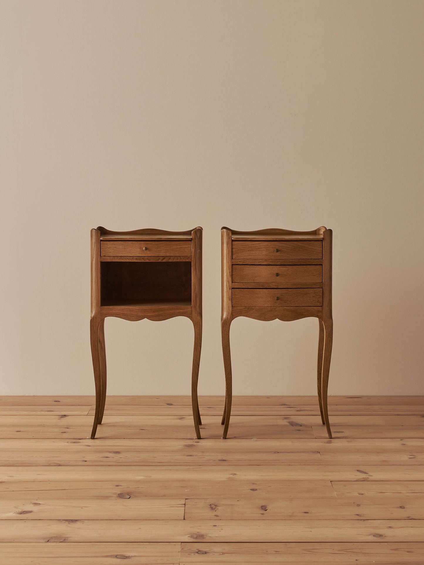 Pair of blonde oak bedside tables