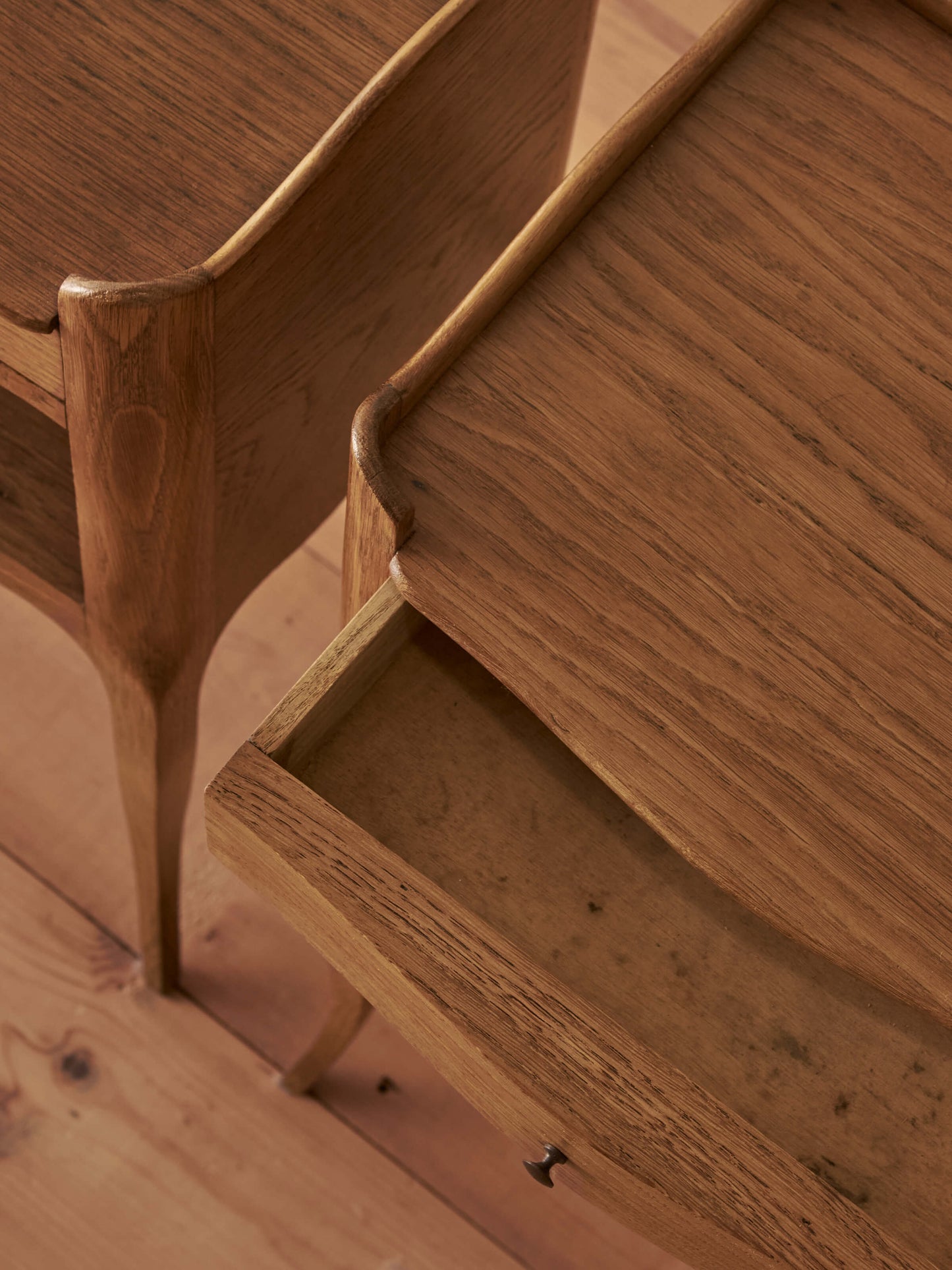 Pair of blonde oak bedside tables
