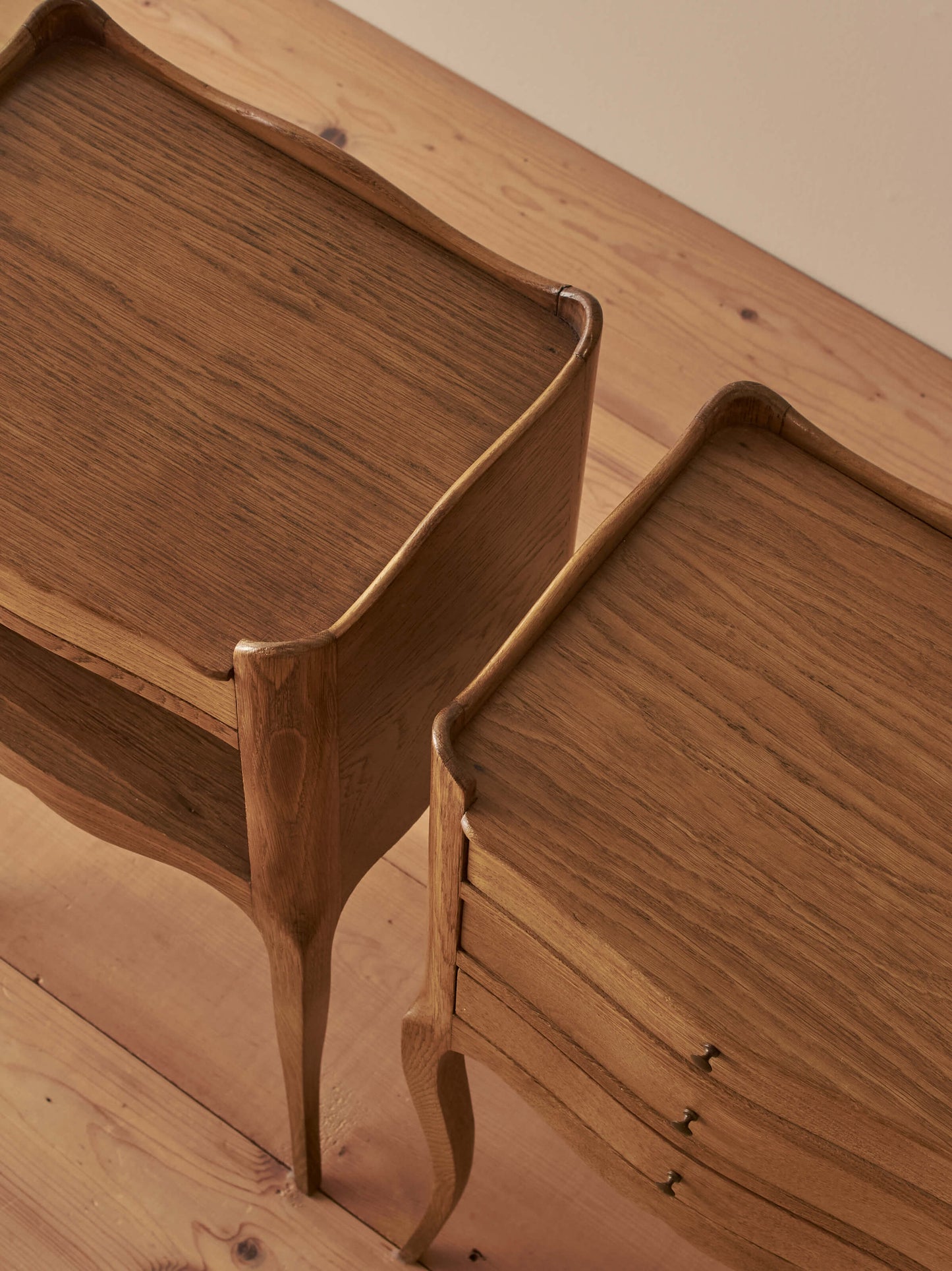 Pair of blonde oak bedside tables