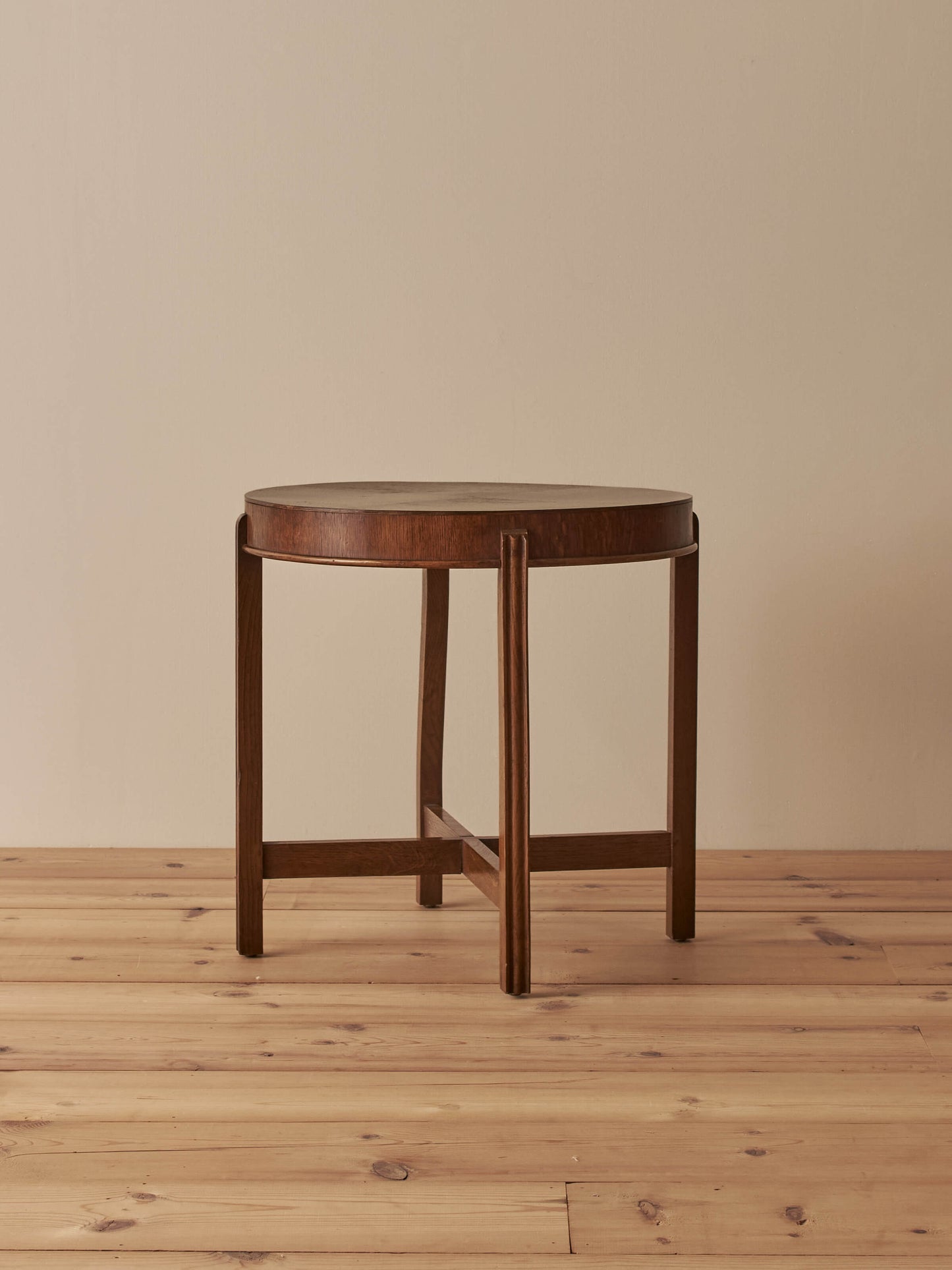 Mid-century oak-veneer circular table
