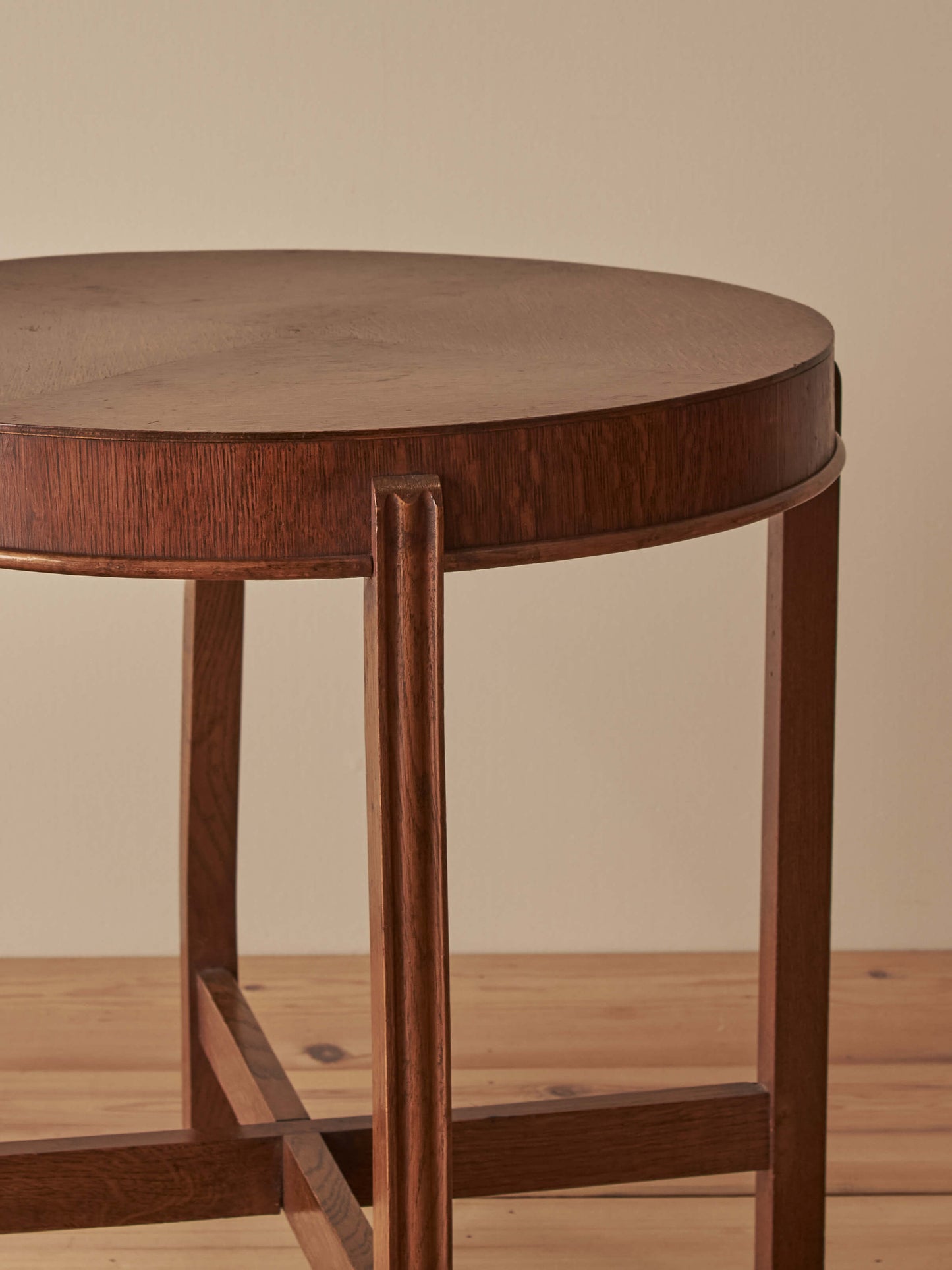 Mid-century oak-veneer circular table