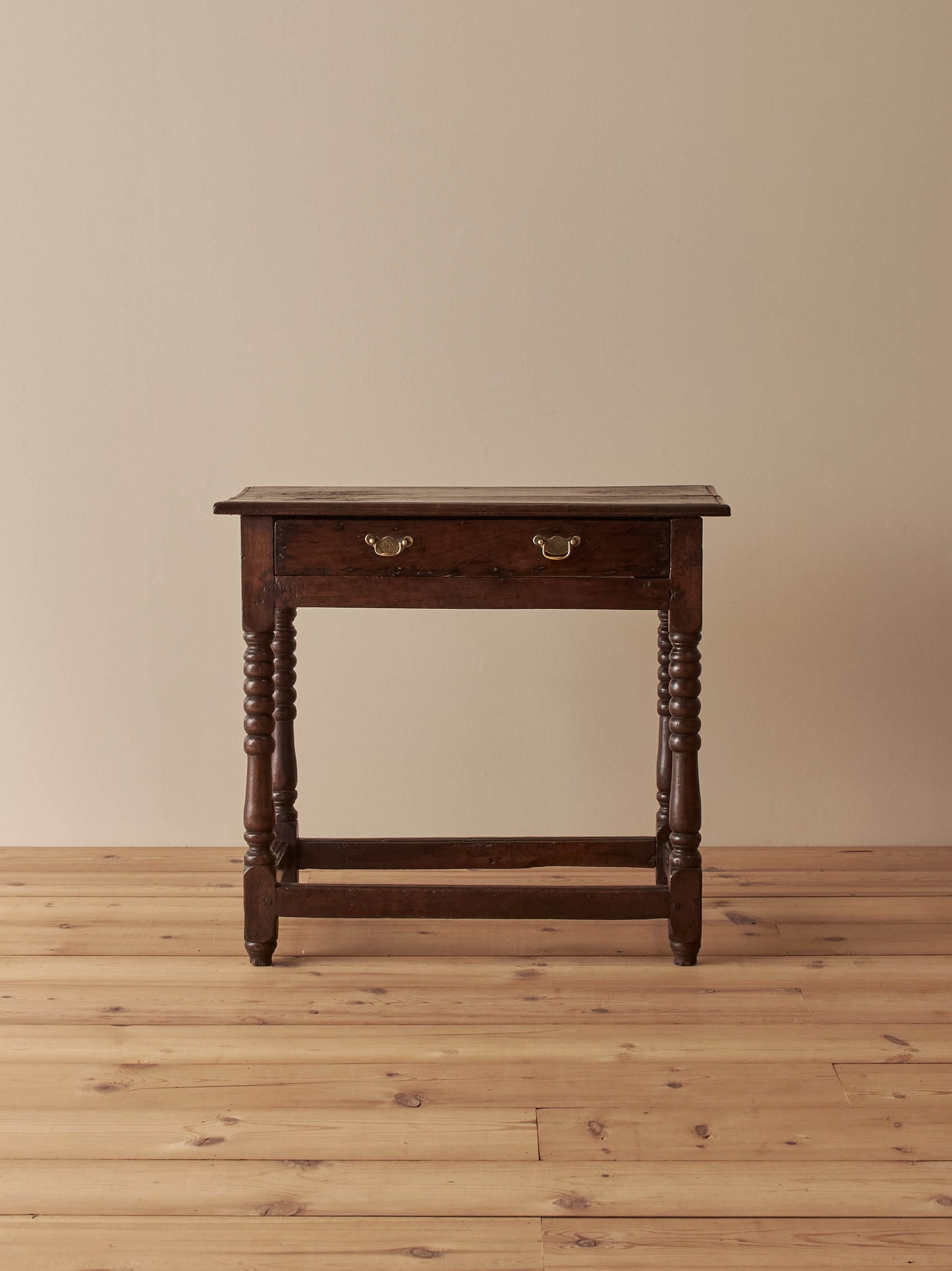 17th-century oak side table with bobbin supports