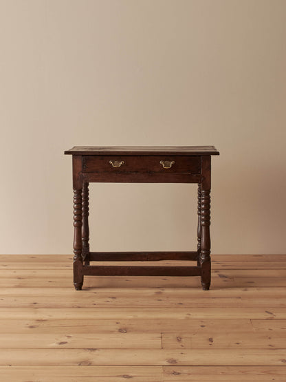 17th-century oak side table with bobbin supports