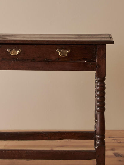17th-century oak side table with bobbin supports