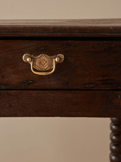 17th-century oak side table with bobbin supports