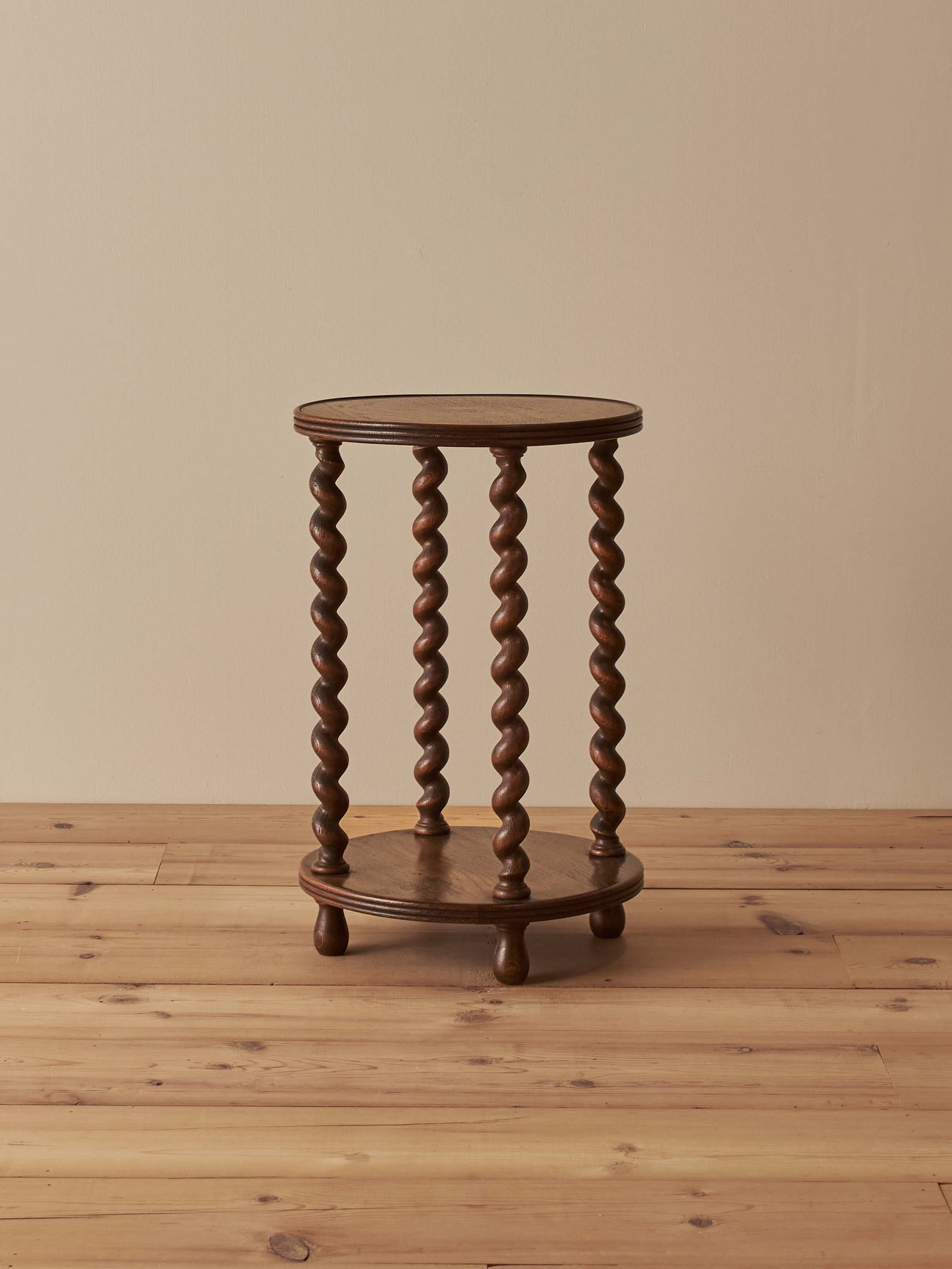 Mid-century French oak barley twist side table