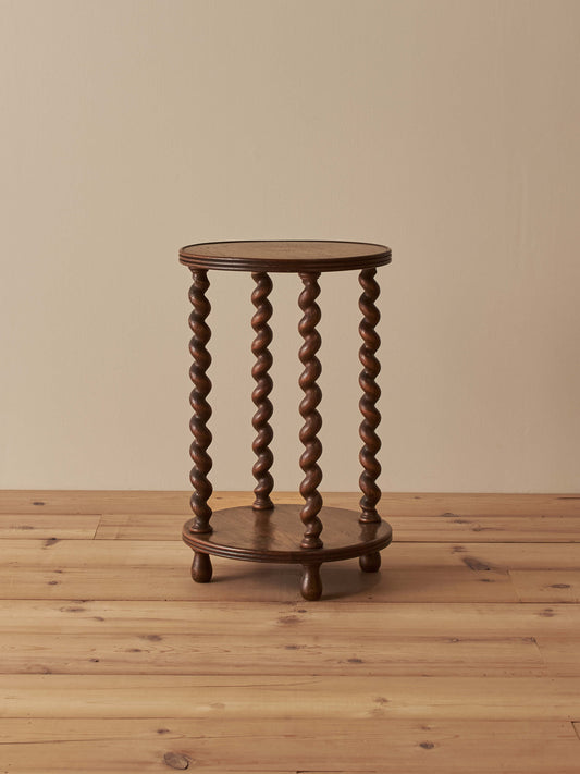 Mid-century French oak barley twist side table