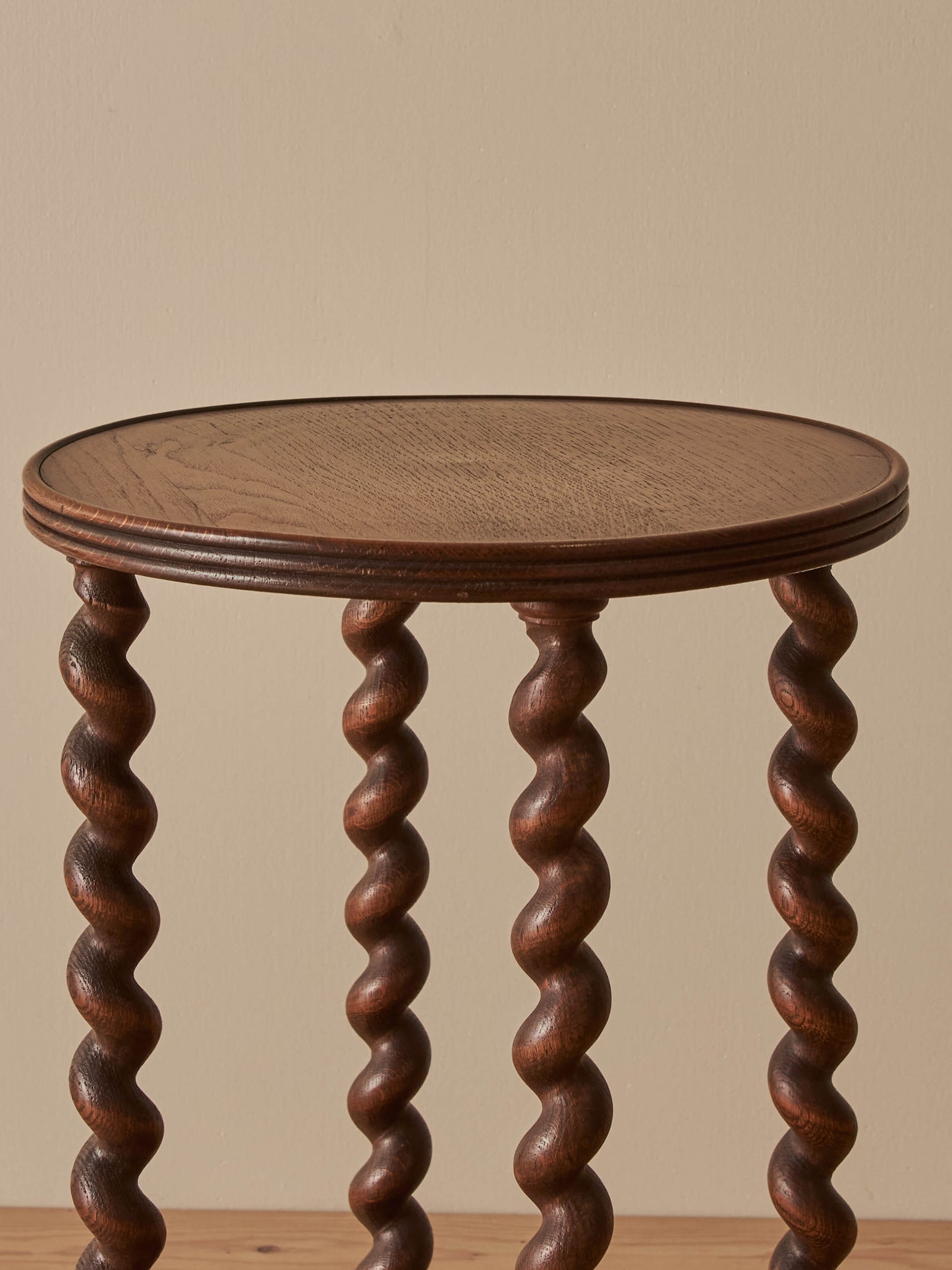 Mid-century French oak barley twist side table