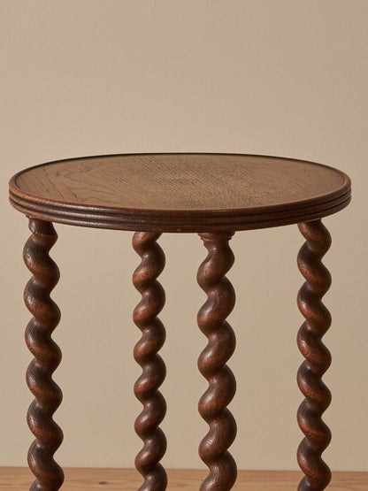 Mid-century French oak barley twist side table