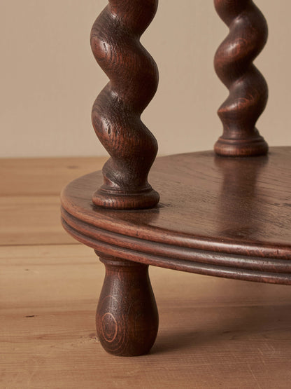 Mid-century French oak barley twist side table