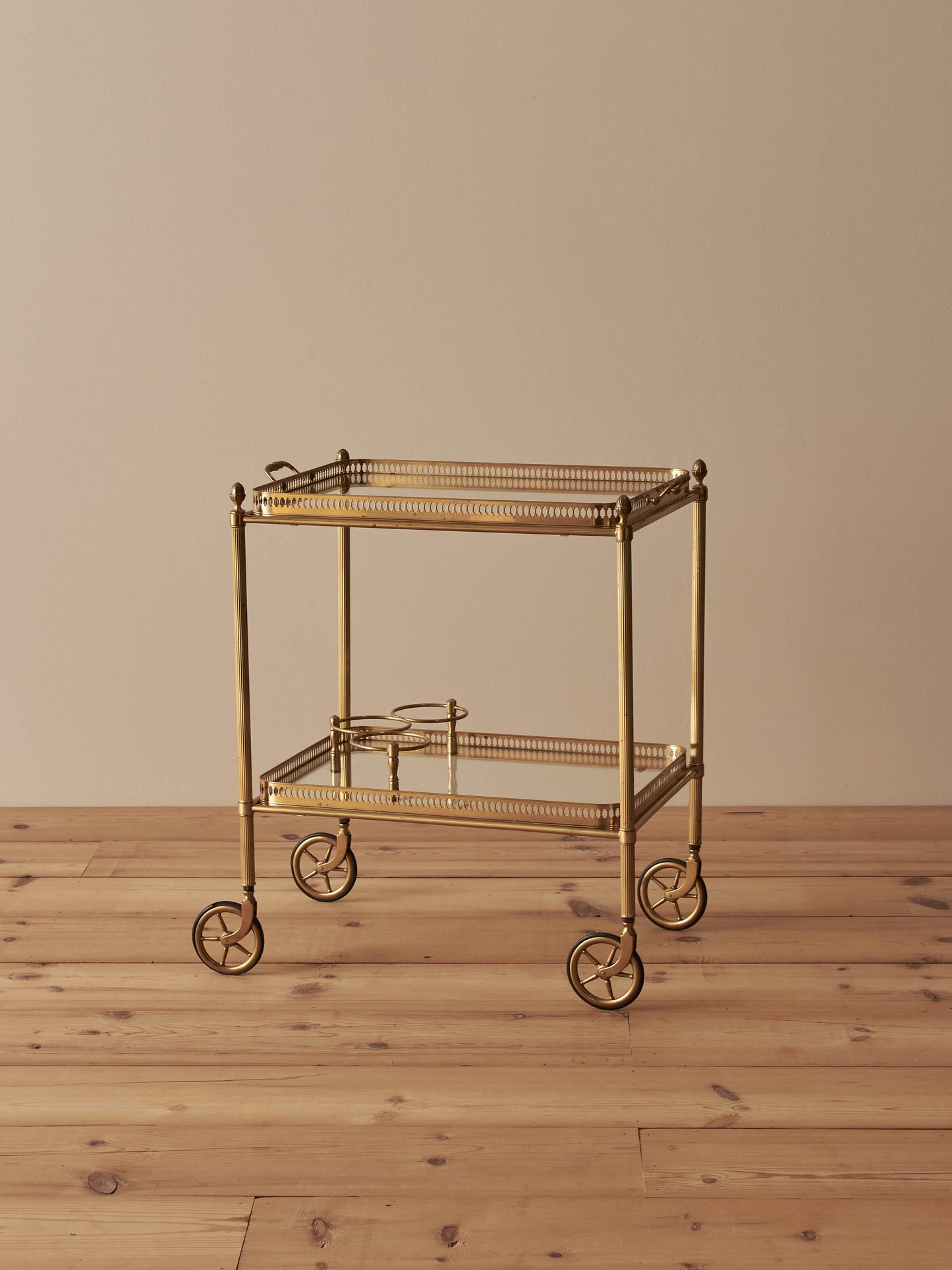 French mid-century brass bar cart