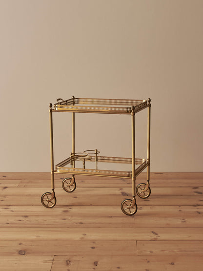 French mid-century brass bar cart