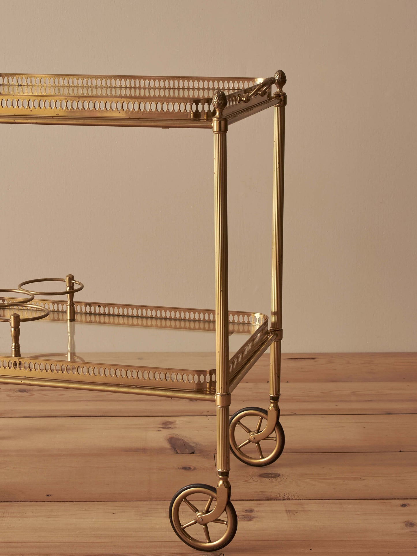 French mid-century brass bar cart