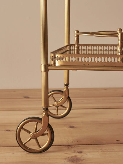 French mid-century brass bar cart