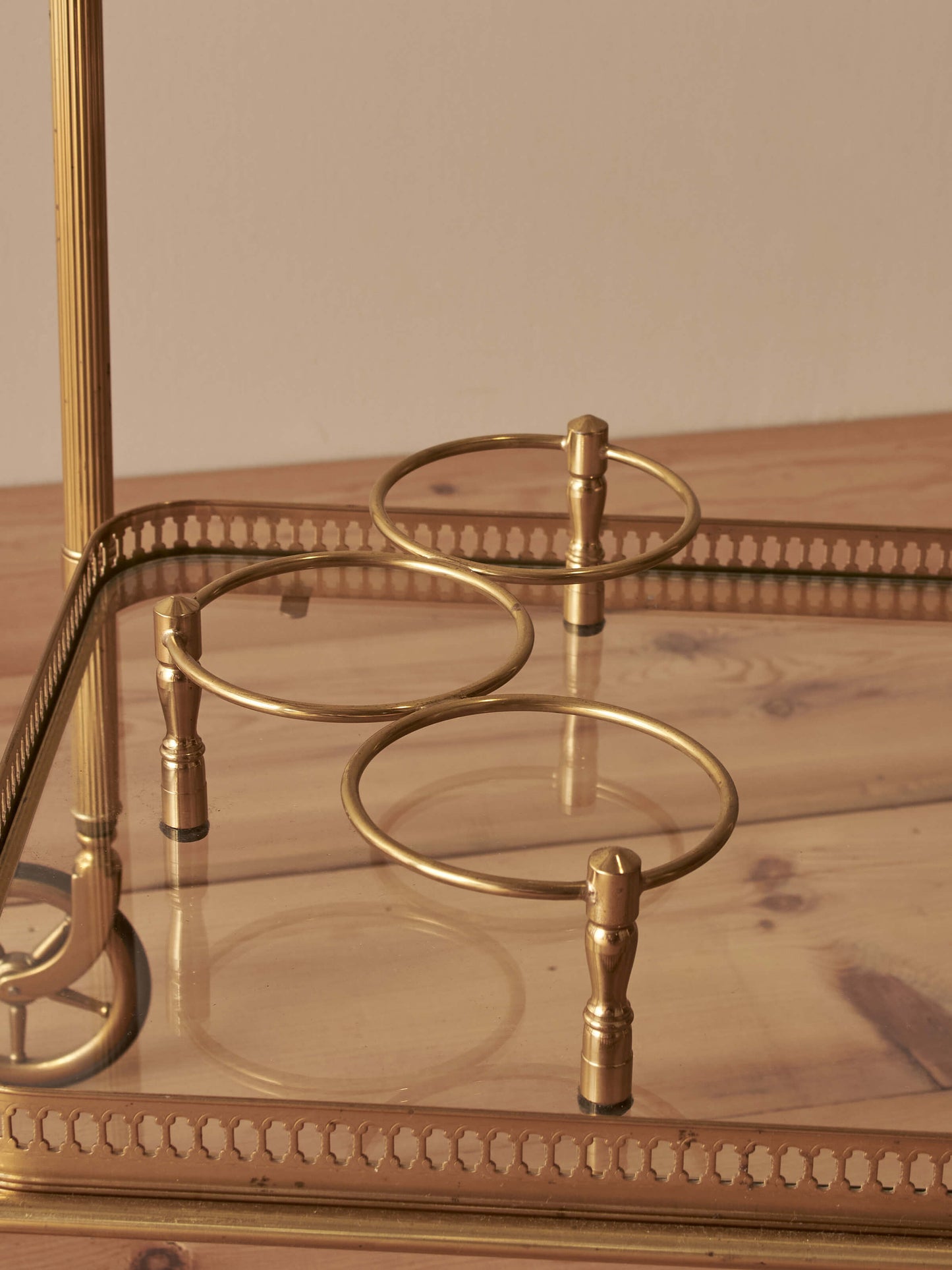 French mid-century brass bar cart