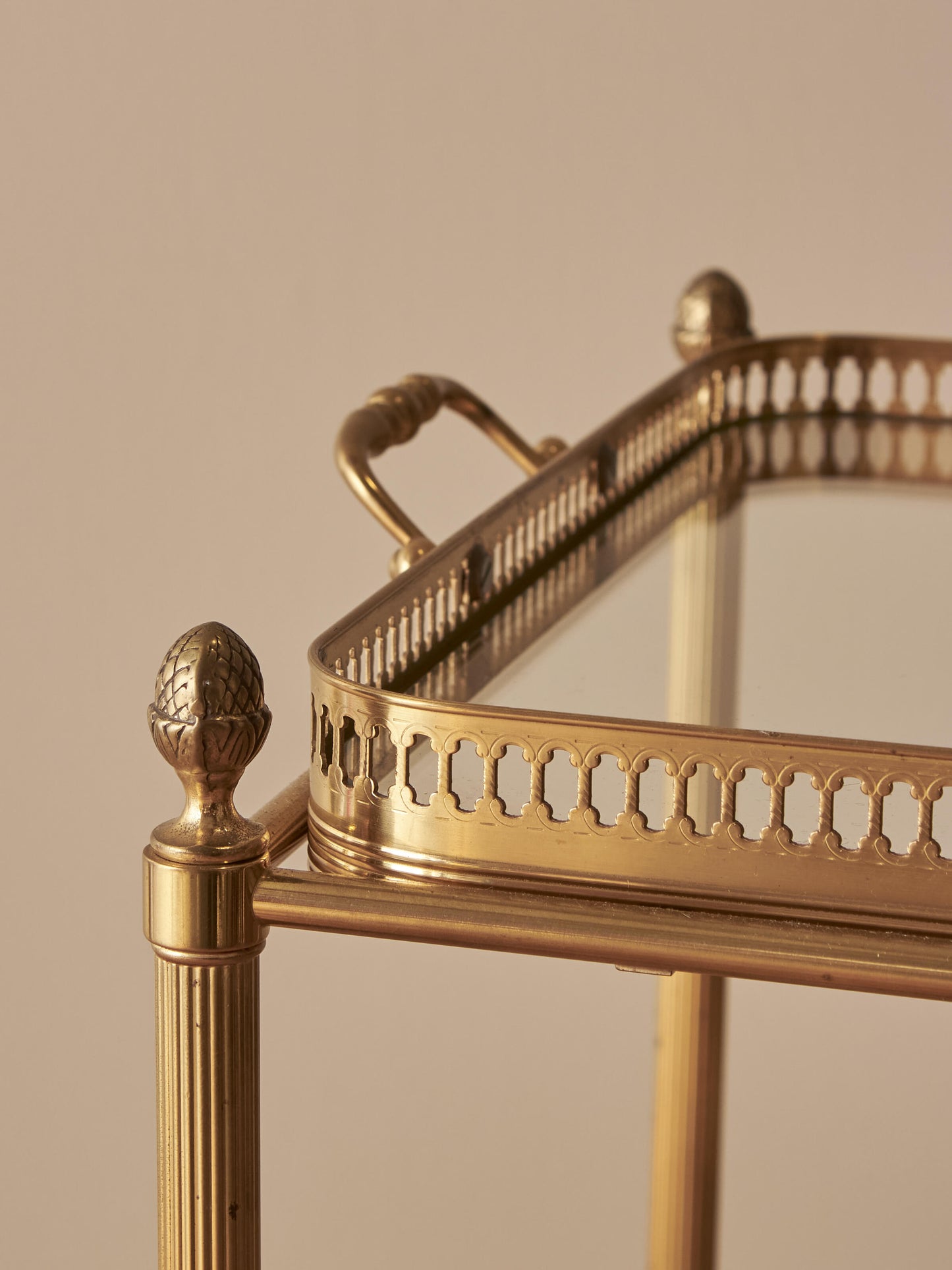 French mid-century brass bar cart