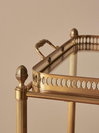 French mid-century brass bar cart