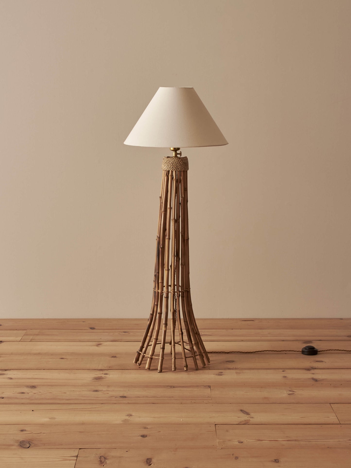 Italian mid-century bamboo floor lamp
