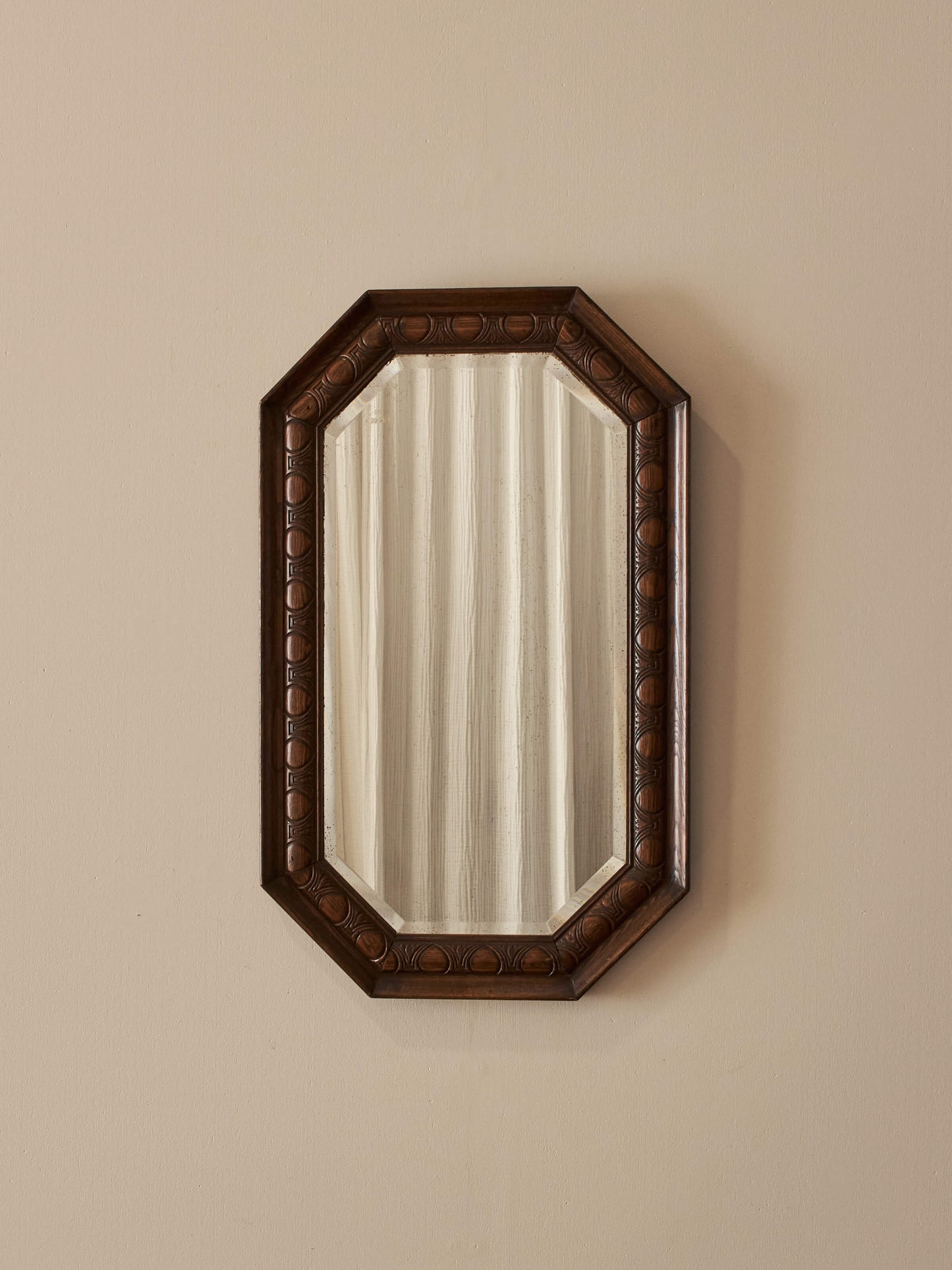 Edwardian oak egg and dart mirror