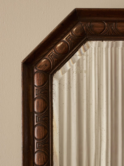Edwardian oak egg and dart mirror