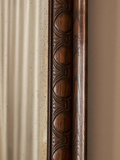 Edwardian oak egg and dart mirror