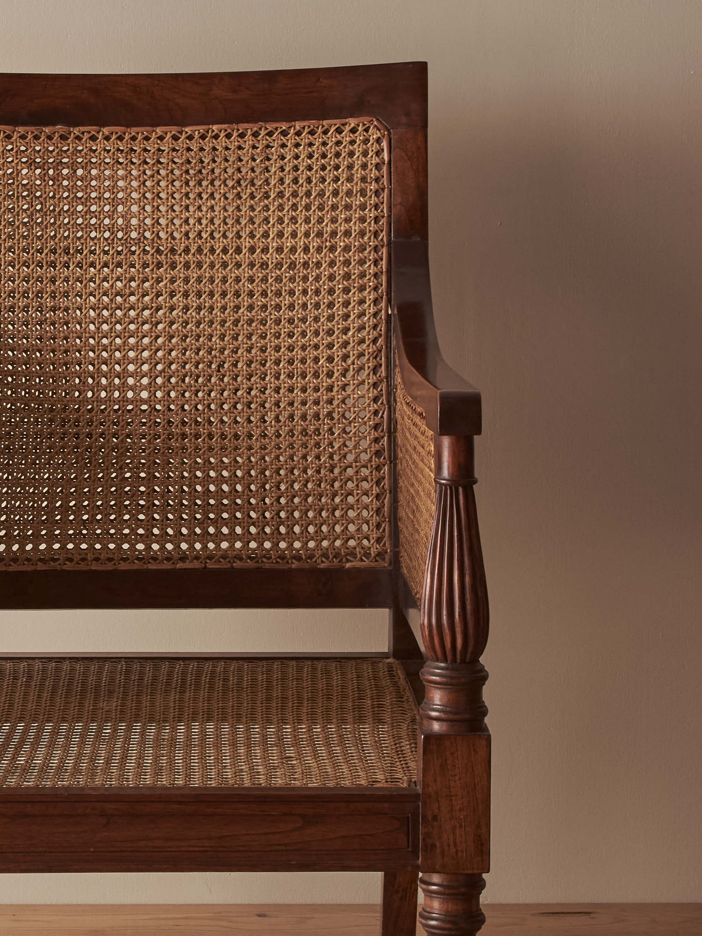 Edwardian mahogany bergère armchair