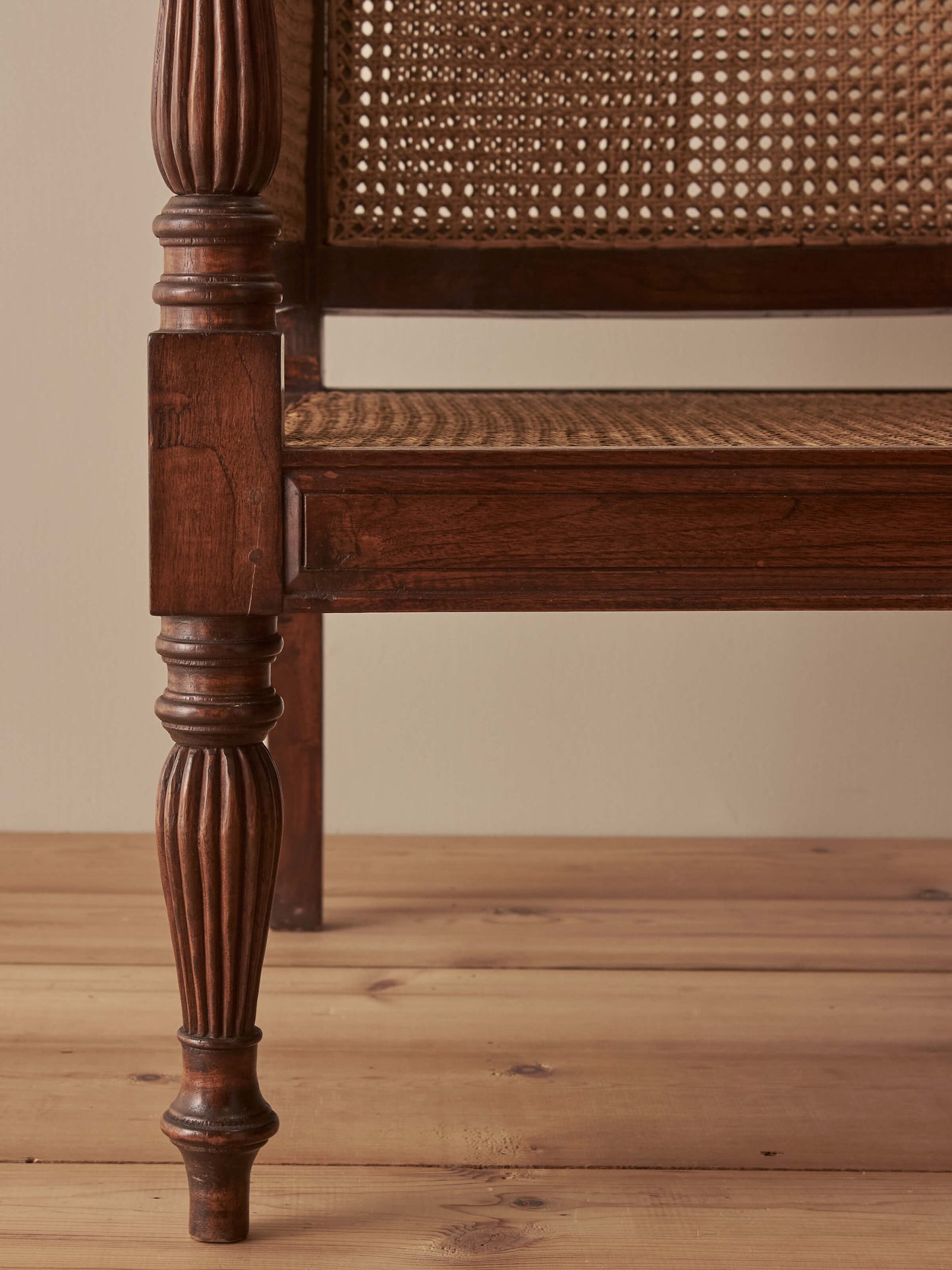 Edwardian mahogany bergère armchair