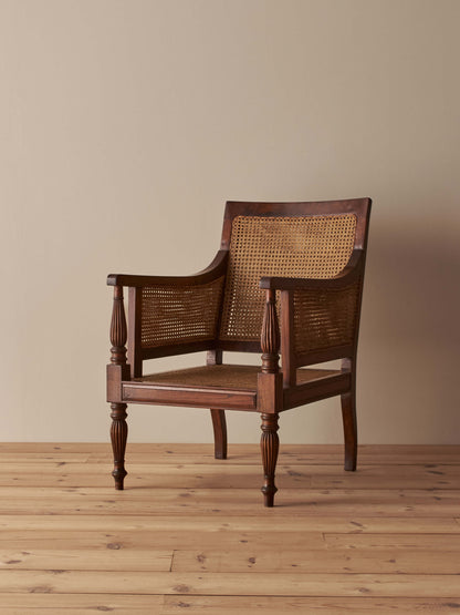Edwardian mahogany bergère armchair