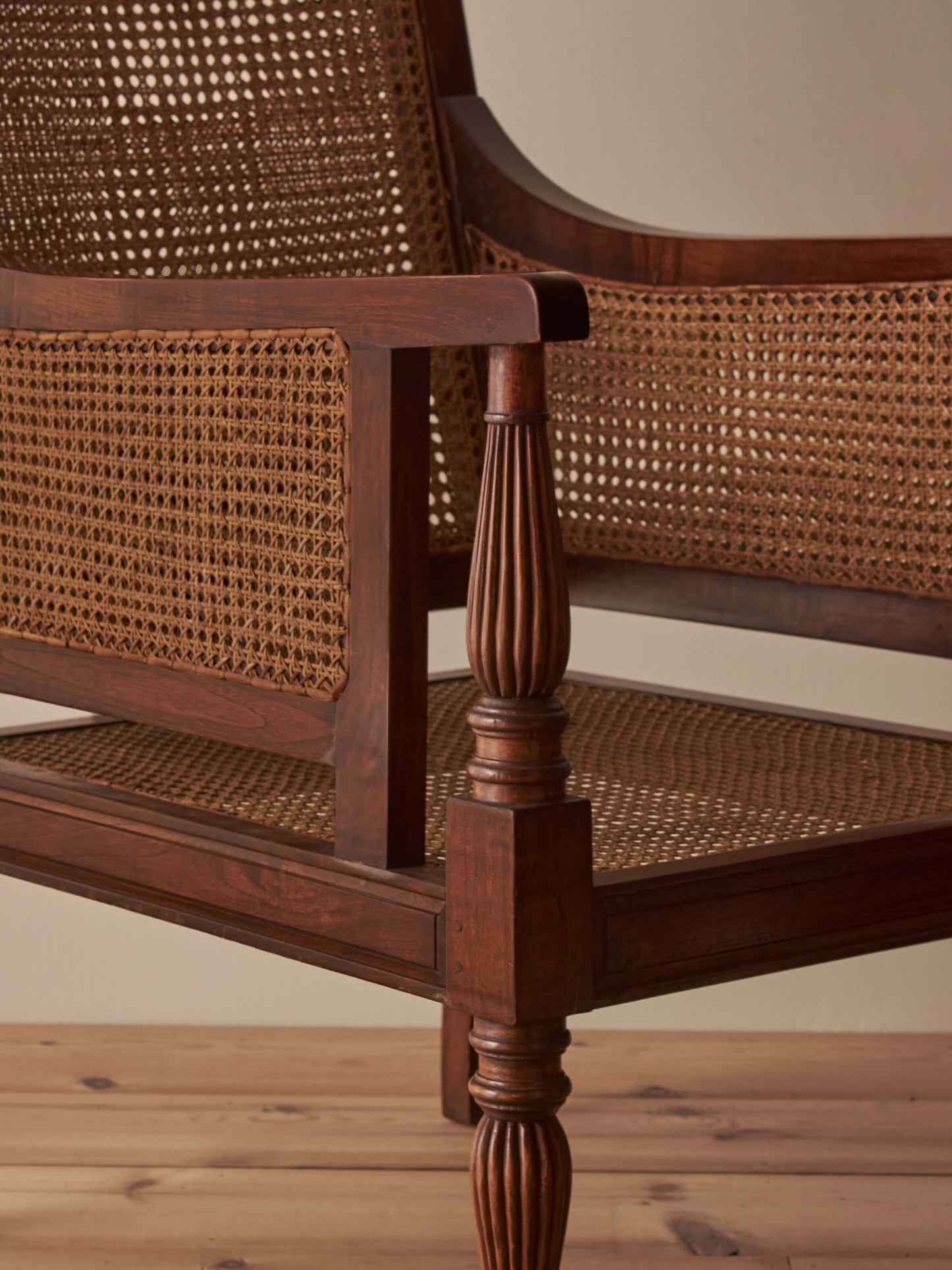 Edwardian mahogany bergère armchair