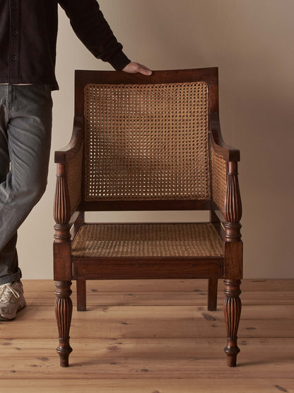 Edwardian mahogany bergère armchair