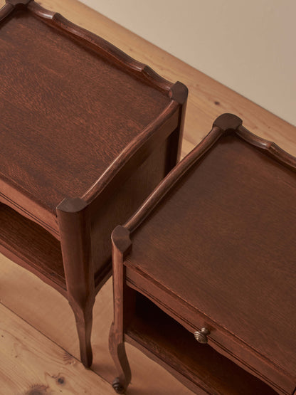 Close-pair of French oak bedside tables