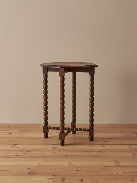 French vintage oak octagonal bobbin table