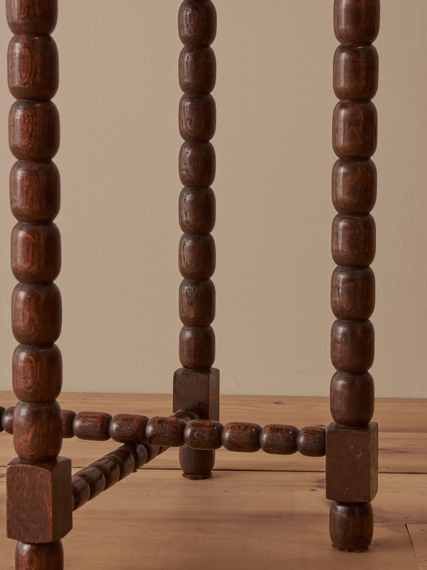 ON HOLD French vintage oak octagonal bobbin table
