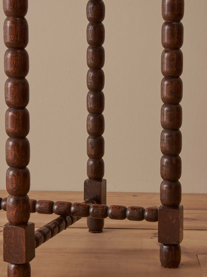 ON HOLD French vintage oak octagonal bobbin table