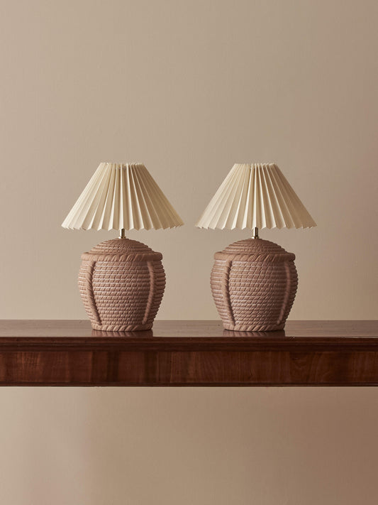 Pair of French vintage rope-twist table lamps