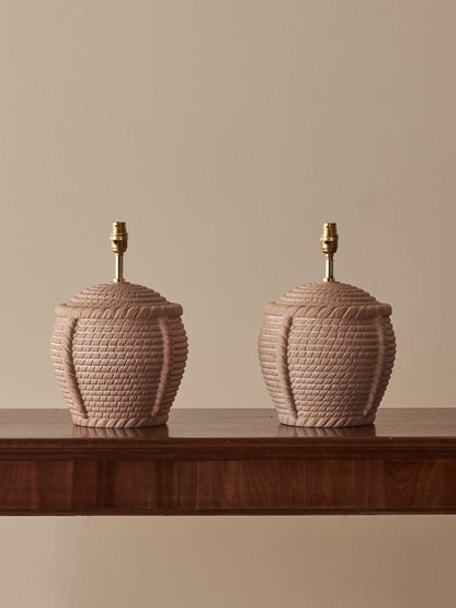Pair of French vintage rope-twist table lamps