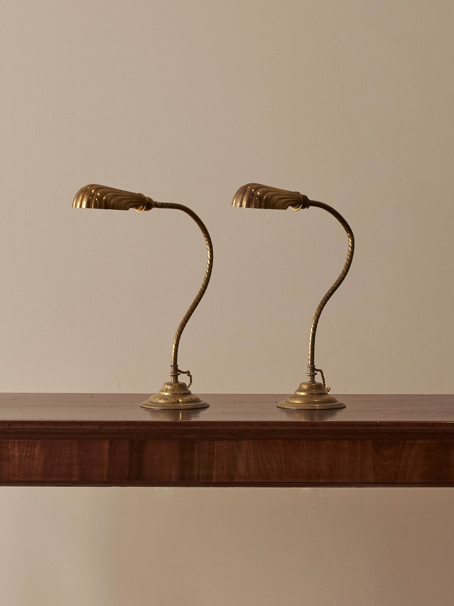 Pair of vintage clam shell lamps
