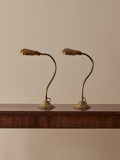 Pair of vintage clam shell lamps