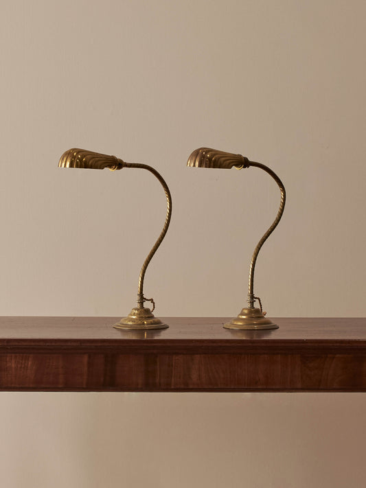 Pair of vintage clam shell lamps