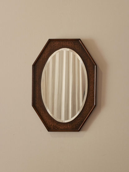 Edwardian oak octagonal mirror