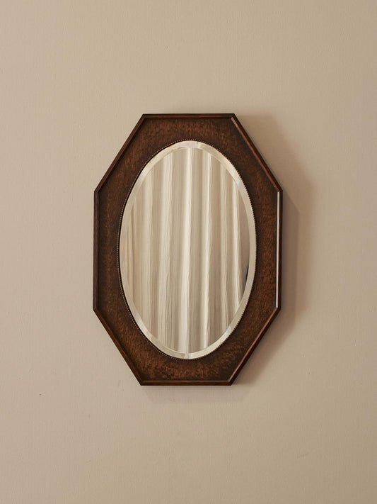 Edwardian oak octagonal mirror