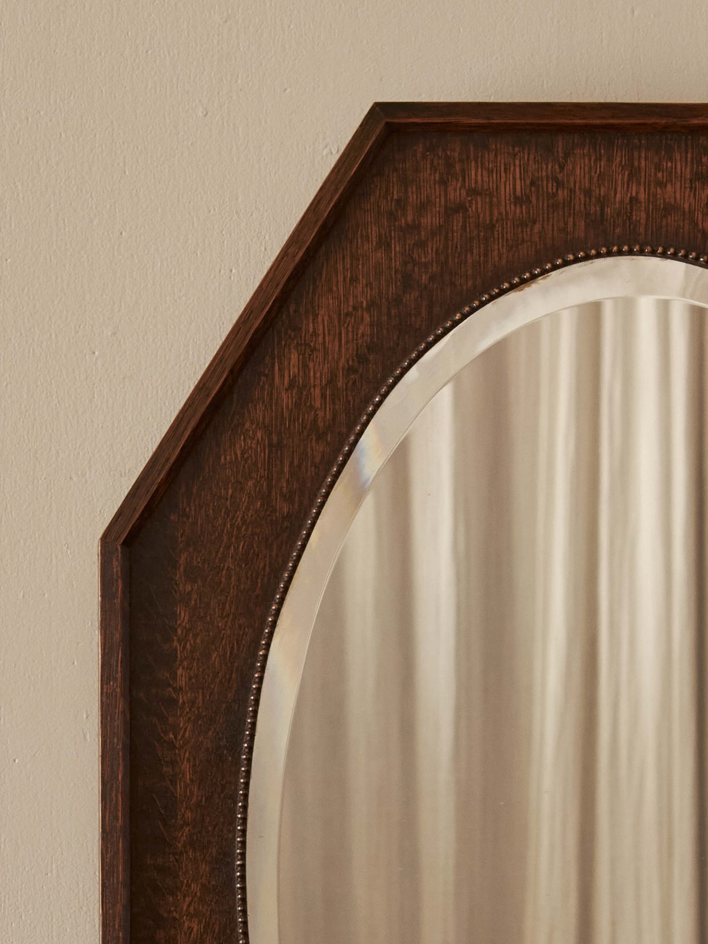 Edwardian oak octagonal mirror