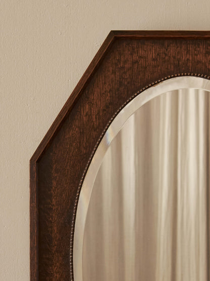 Edwardian oak octagonal mirror