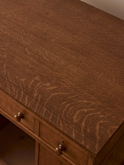 Late Victorian antique oak pedestal desk