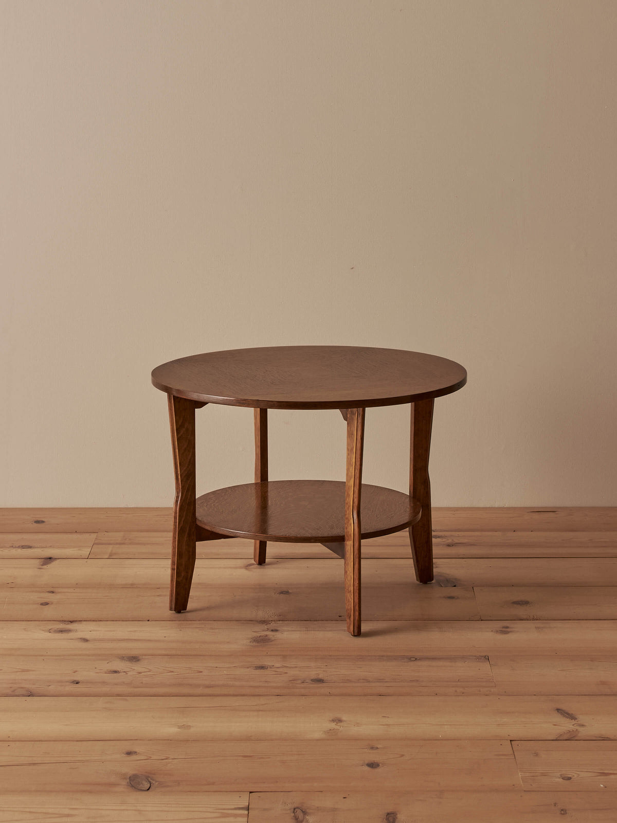 Mid-century oak parquetry circular side table