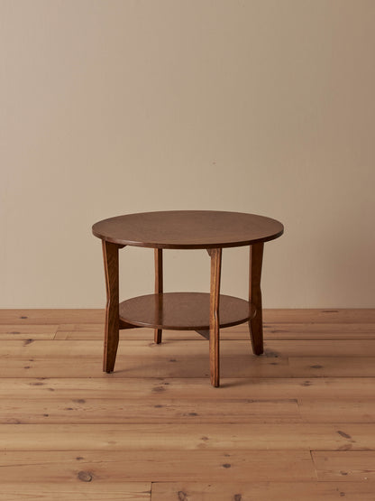 Mid-century oak parquetry circular side table