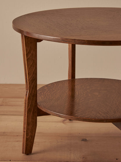 Mid-century oak parquetry circular side table