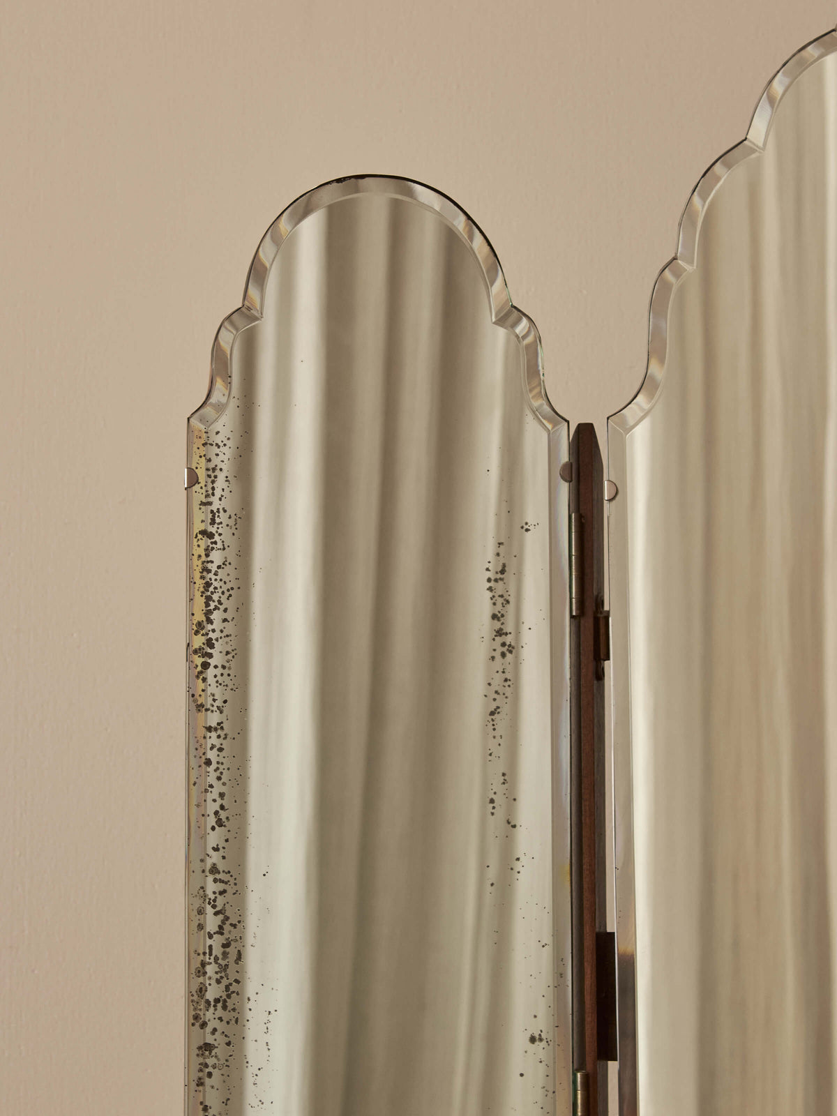 Art Deco scalloped triptych dressing mirror