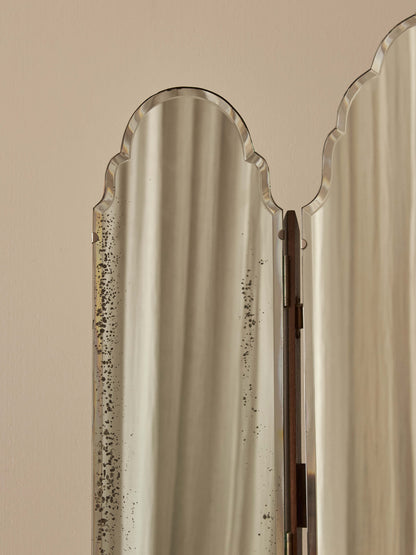 Art Deco scalloped triptych dressing mirror