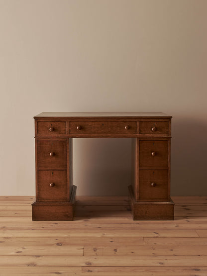 Late Victorian antique oak pedestal desk
